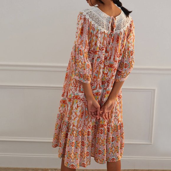 HTF Anthropologie Florence Floral Lace Lounge Dress - Picture 2 of 5